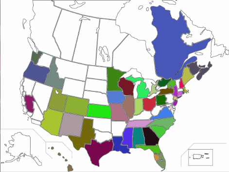 Map of sections worked