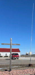 One of 2 vertical antennas