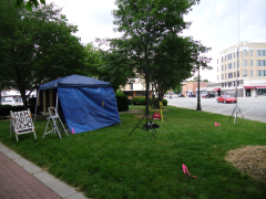 A closeup of the booth and antennas.