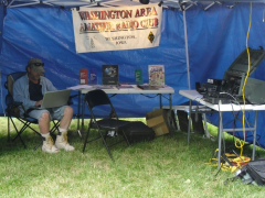 Looking in at our booth.