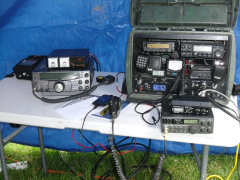 Our radio gear day included 2 meters, 440MHz, and HF. Kevin's 10M radio is in the foreground.