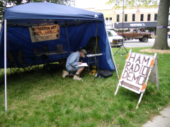 Kevin-KDØPCK- copies a signal report from one of 99 museum ships on the air that weekend