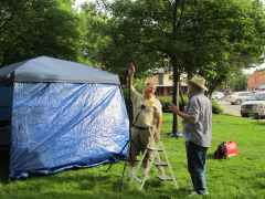 Setting up the BuddiPole tripod and mast.