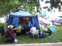 Looking in at our booth in full operation.