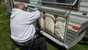 Howard preparing the side opening