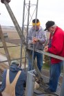 Mounting the antenna tower.